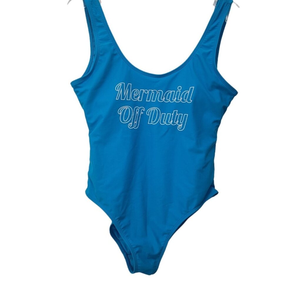 Mermaid Off Duty Bathing Suit Size LG 11/13 One Piece‎ Swim Swimming Modest Blue